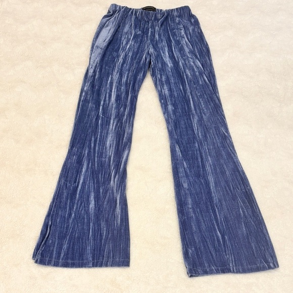 Urban Outfitters XS Alura Velvet Velour Flare Pull On Women’s Pants Blue Stretch - Picture 2 of 9